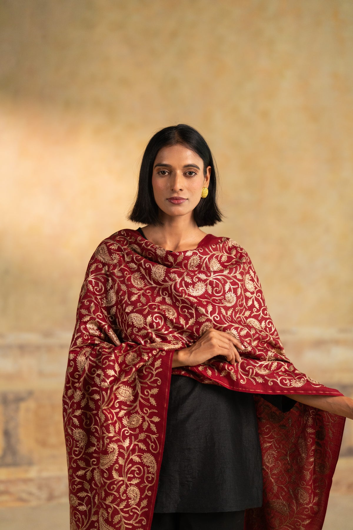 Zari Paisley Jaal Embroidered Stole