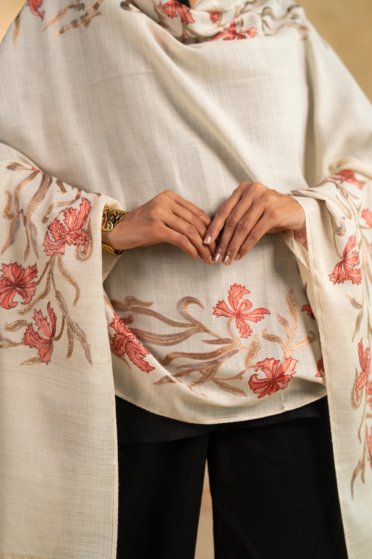 Floral Vine Embroidered Stole