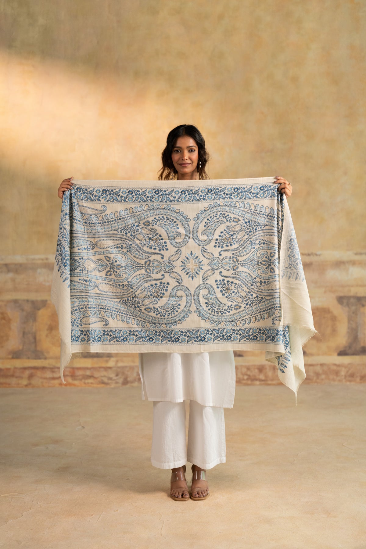 Paisley Lattice Embroidered Stole