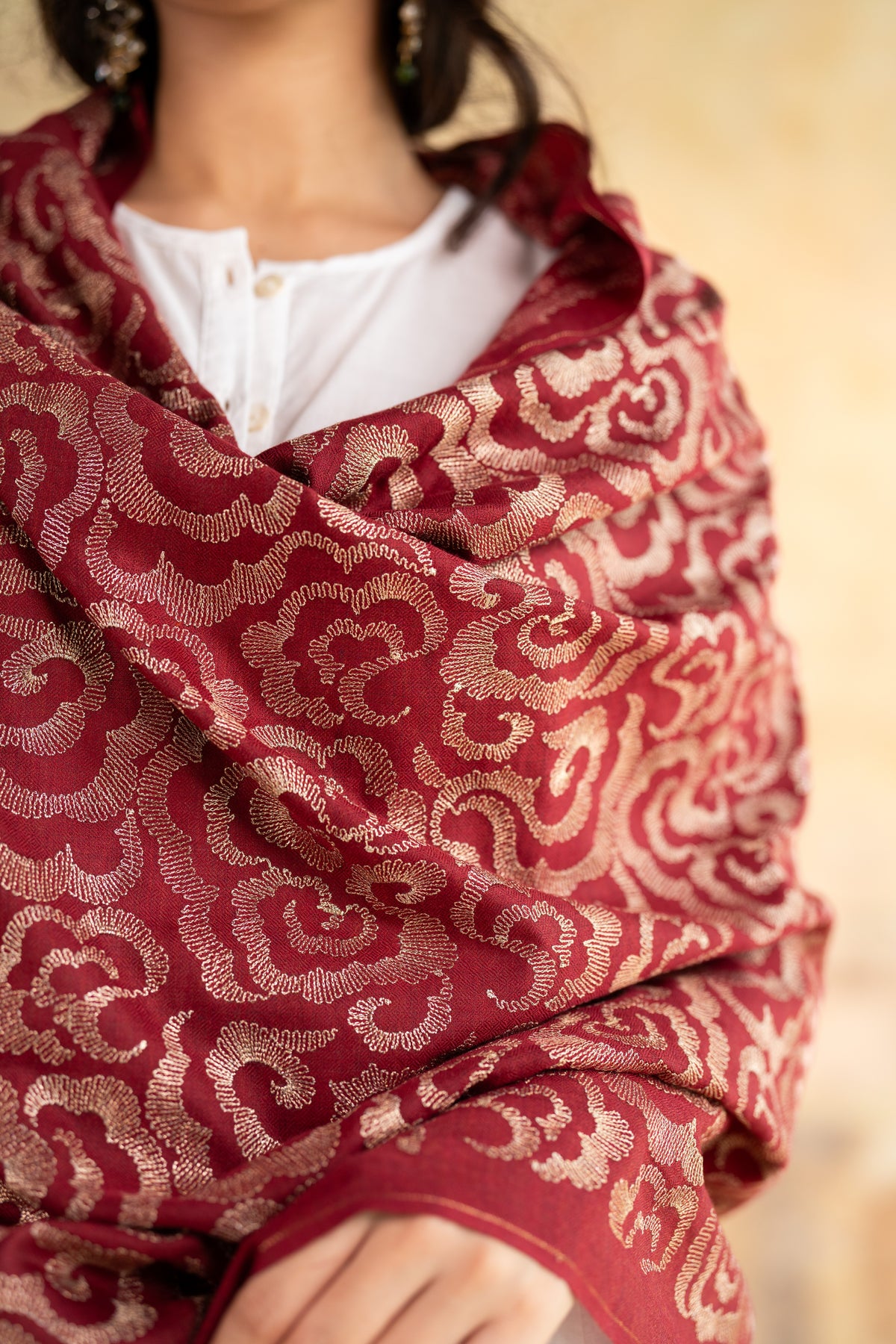 Zari Cloud Embroidered Stole