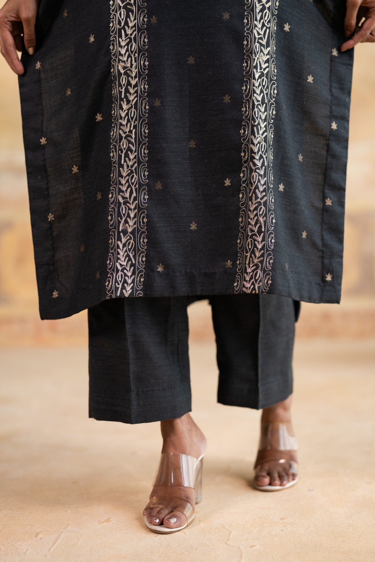 Zari Panel Embroidered Suit