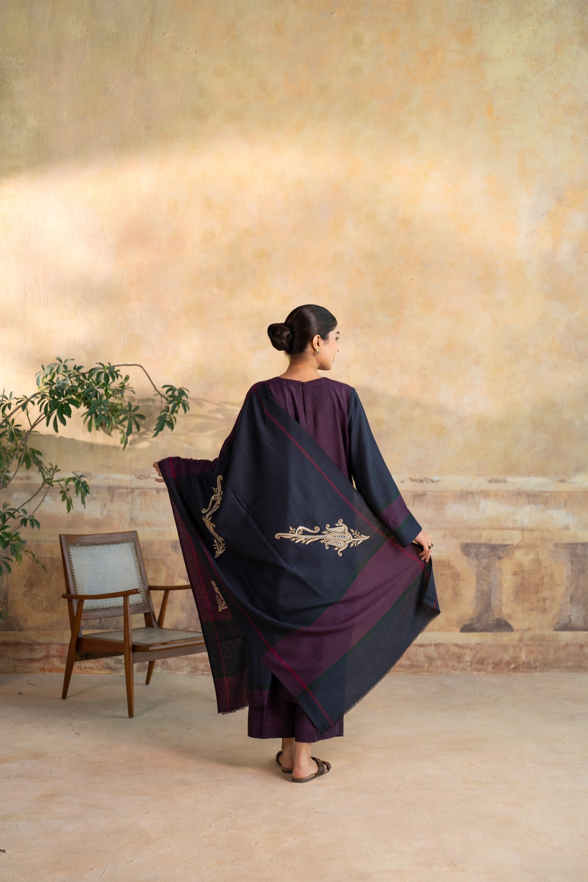 Bed Neck Embroidered Suit