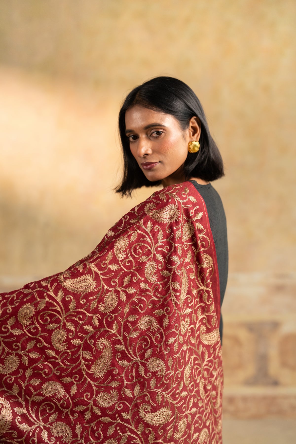 Zari Paisley Jaal Embroidered Stole