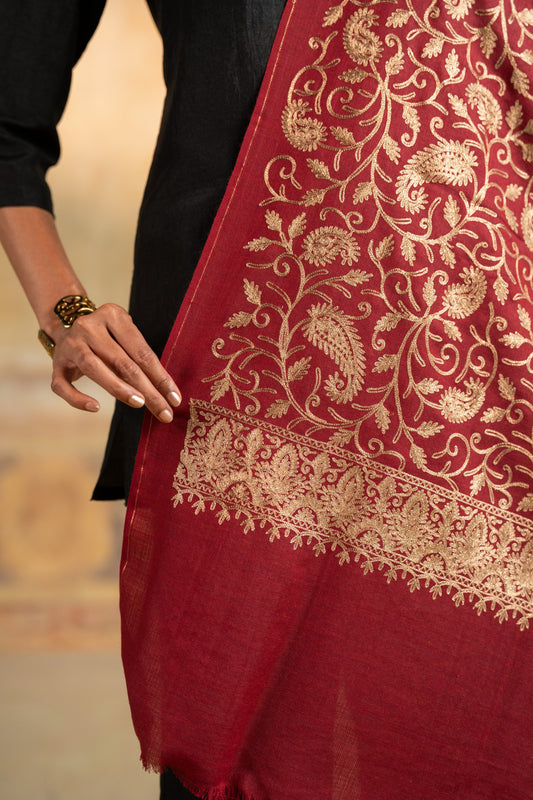 Zari Paisley Jaal Embroidered Stole
