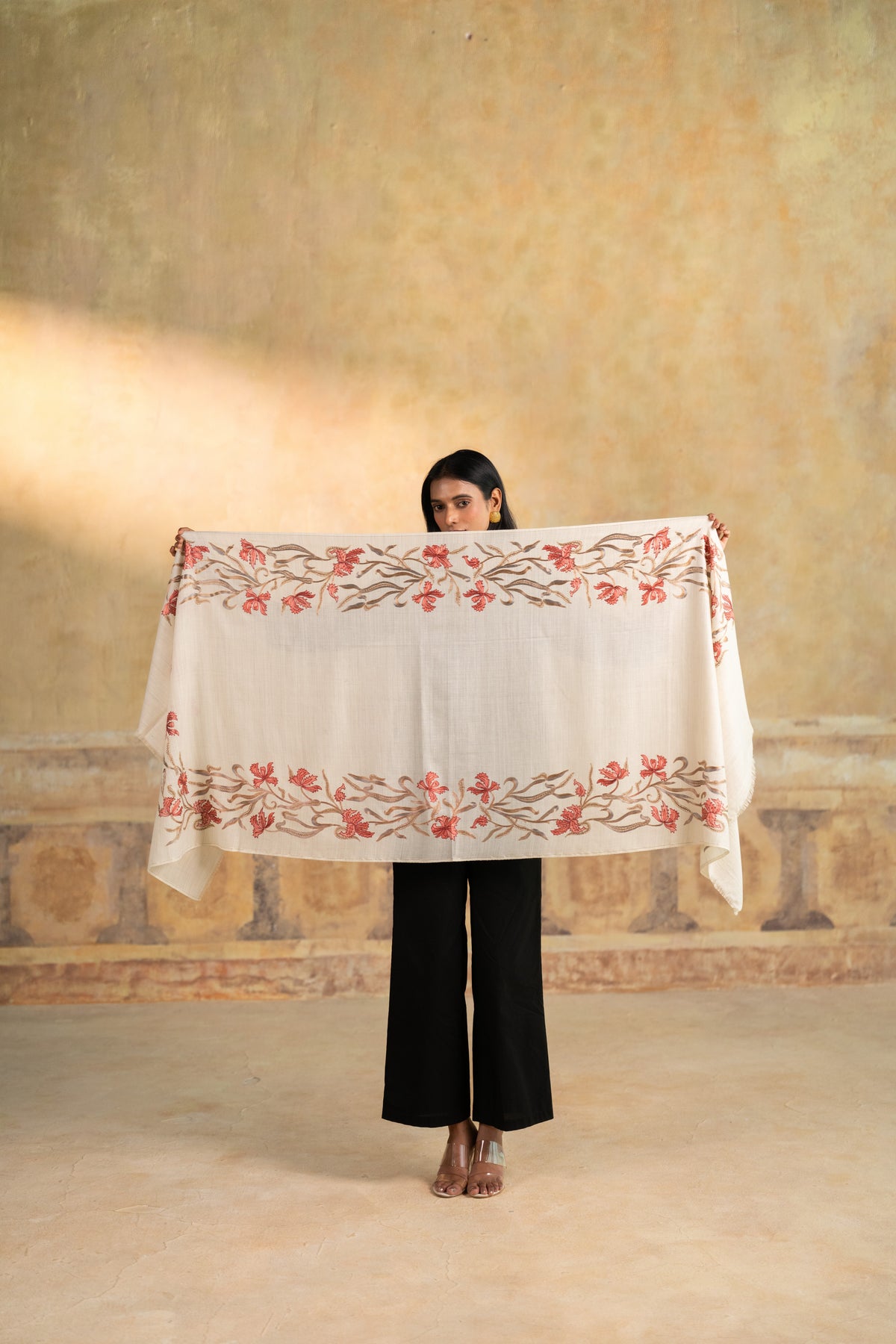Floral Vine Embroidered Stole
