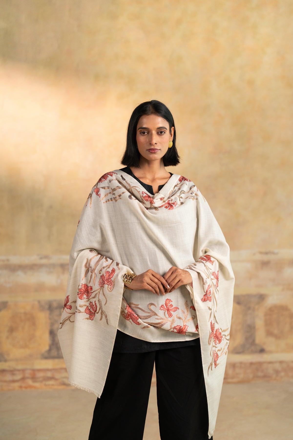 Floral Vine Embroidered Stole