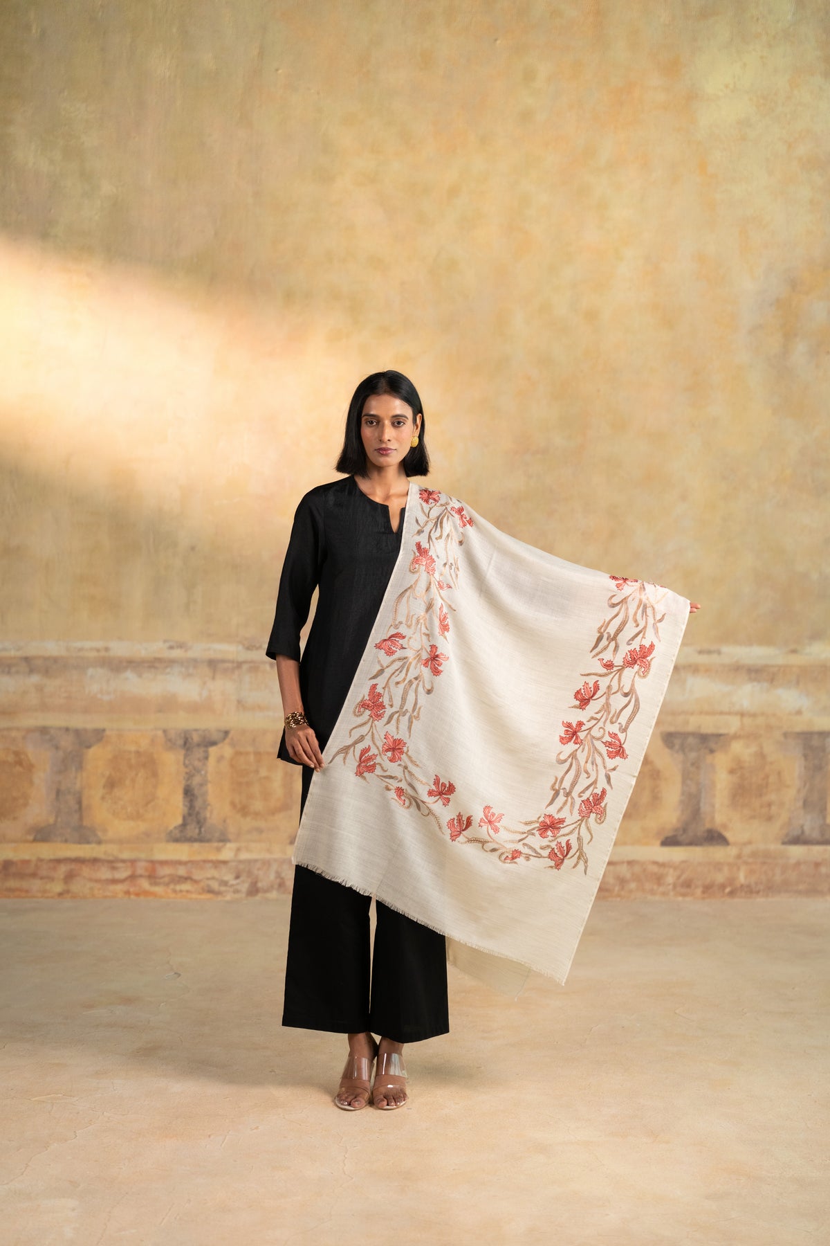 Floral Vine Embroidered Stole