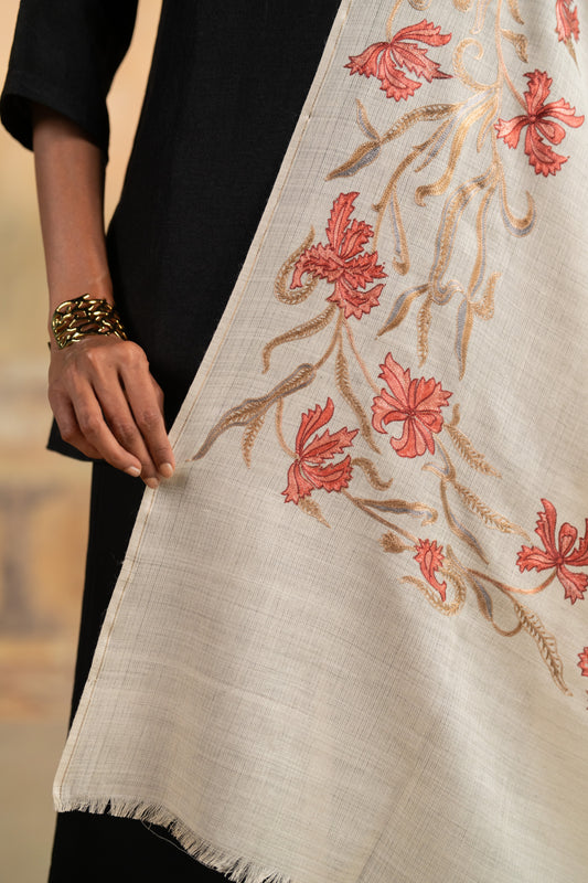 Floral Vine Embroidered Stole