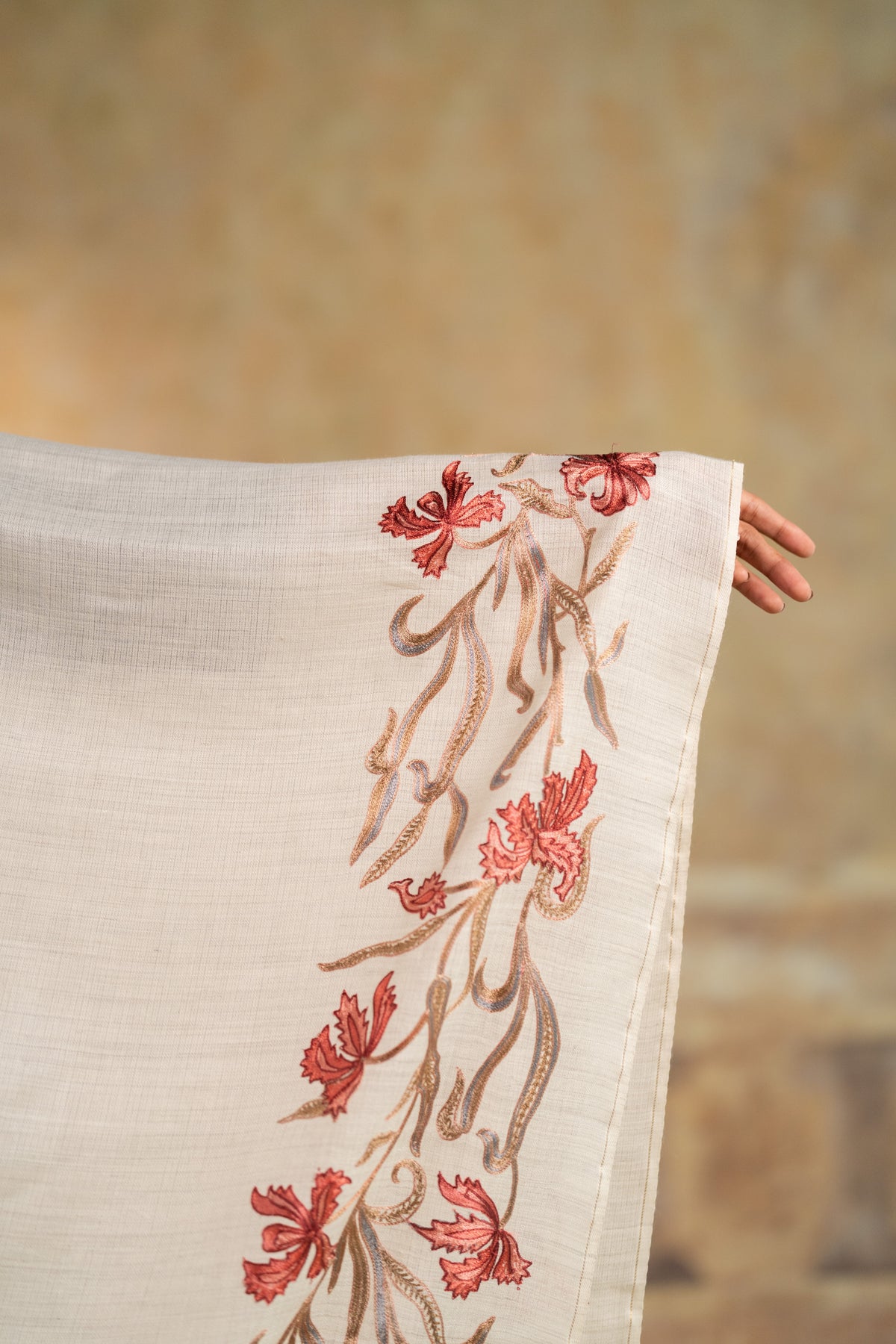 Floral Vine Embroidered Stole