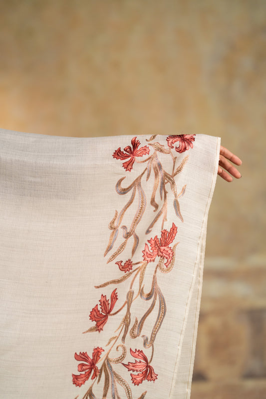 Floral Vine Embroidered Stole