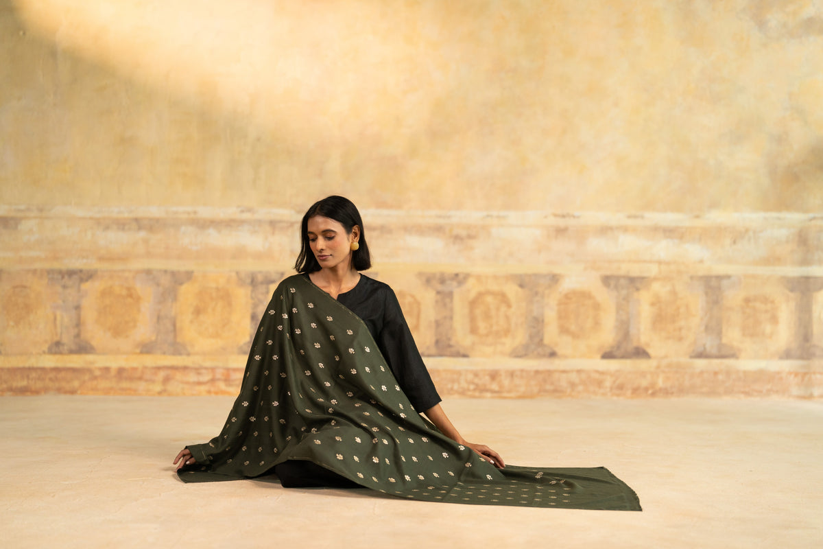Zari Buti Embroidered Stole