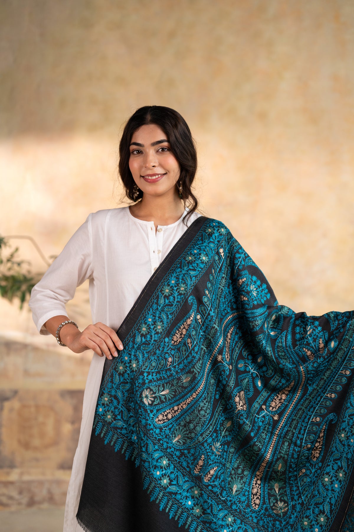 Paisley Lattice Embroidered Stole