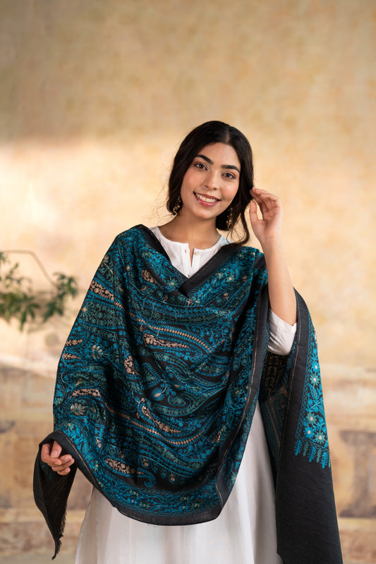 Paisley Lattice Embroidered Stole