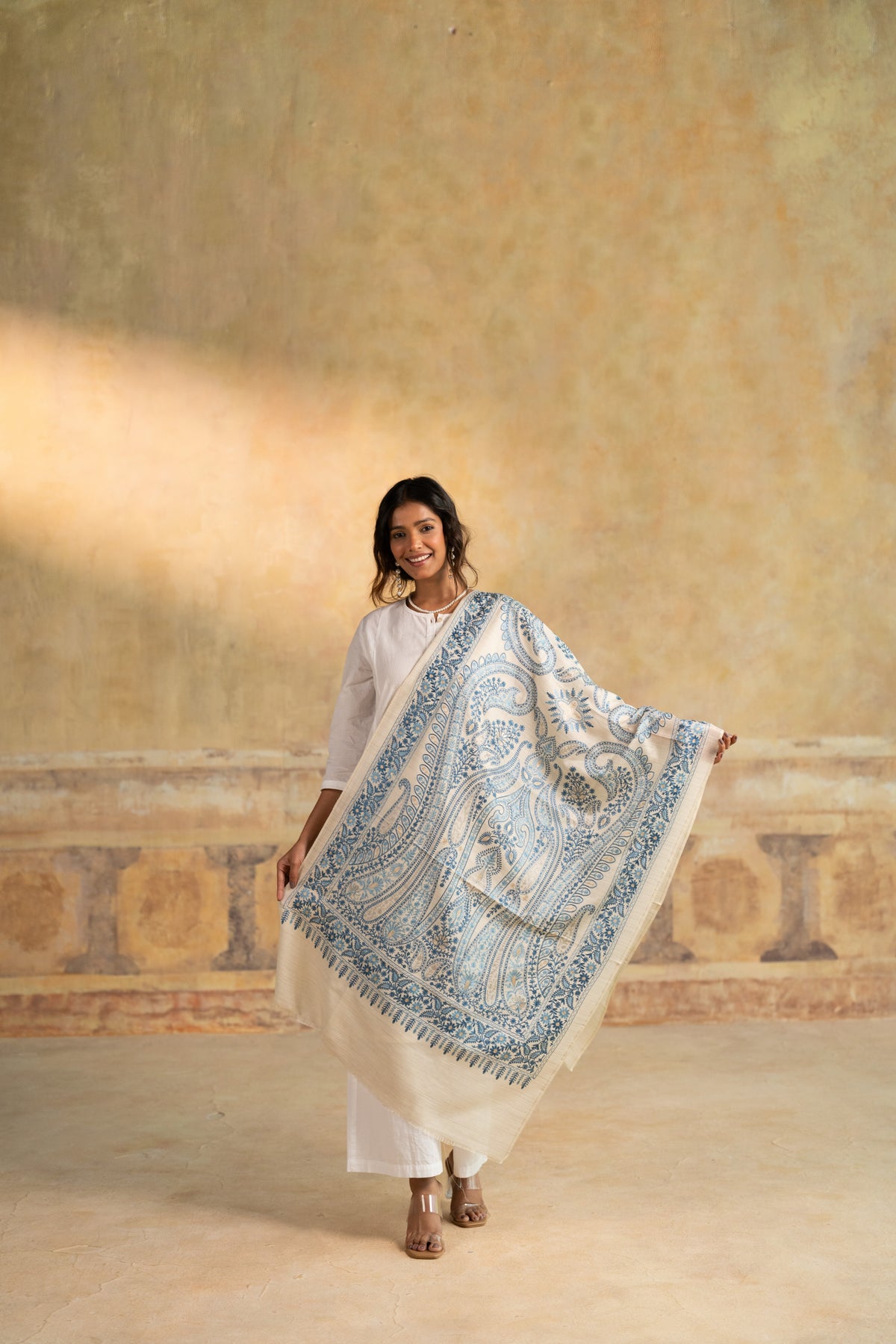 Paisley Lattice Embroidered Stole