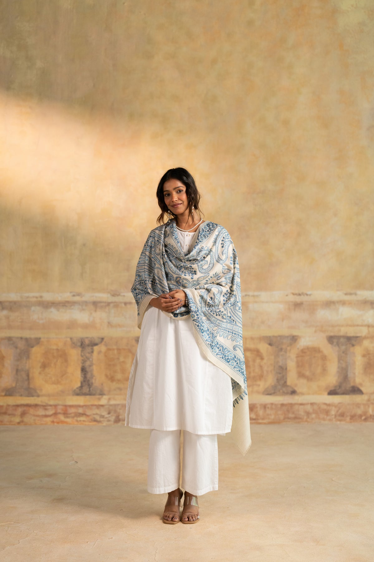 Paisley Lattice Embroidered Stole