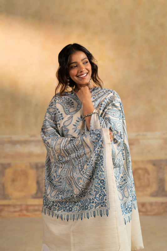 Paisley Lattice Embroidered Stole
