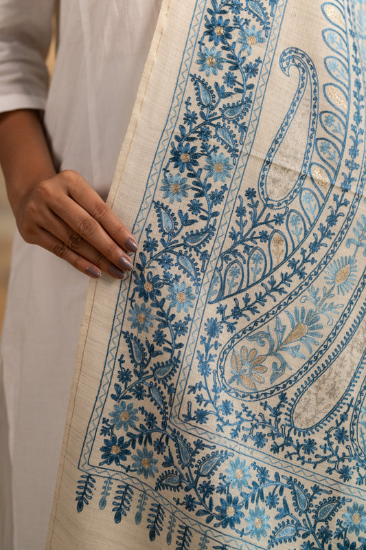 Paisley Lattice Embroidered Stole