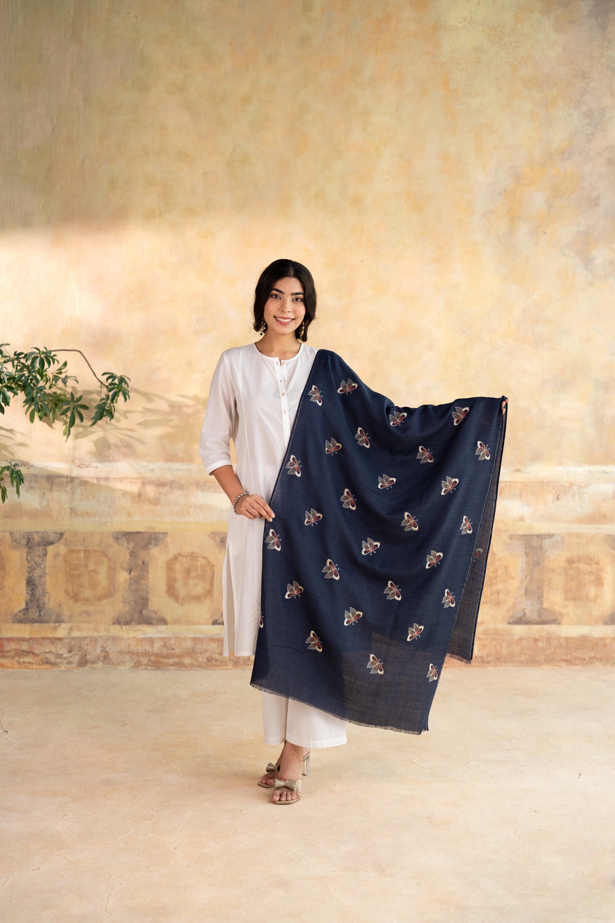 Butterfly Embroidered Stole