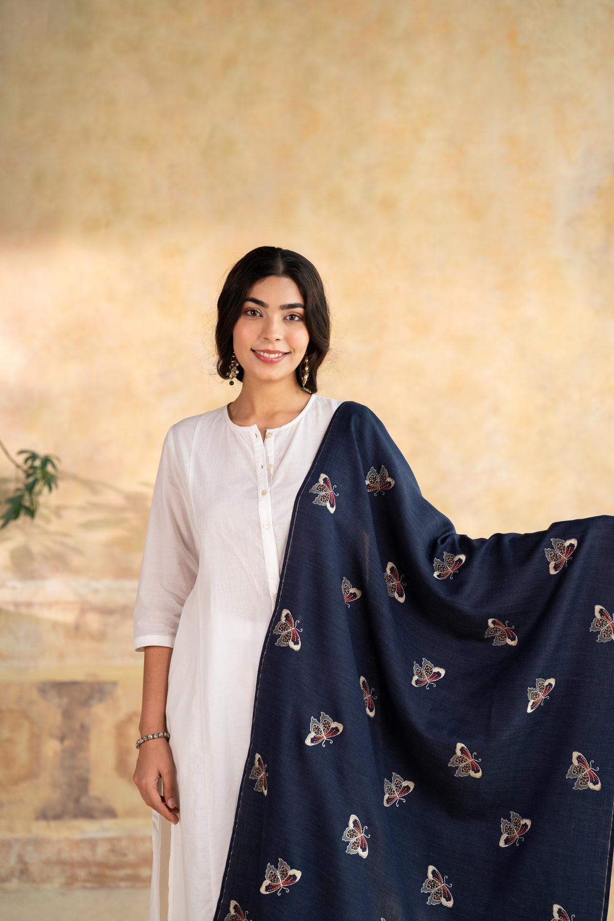 Butterfly Embroidered Stole