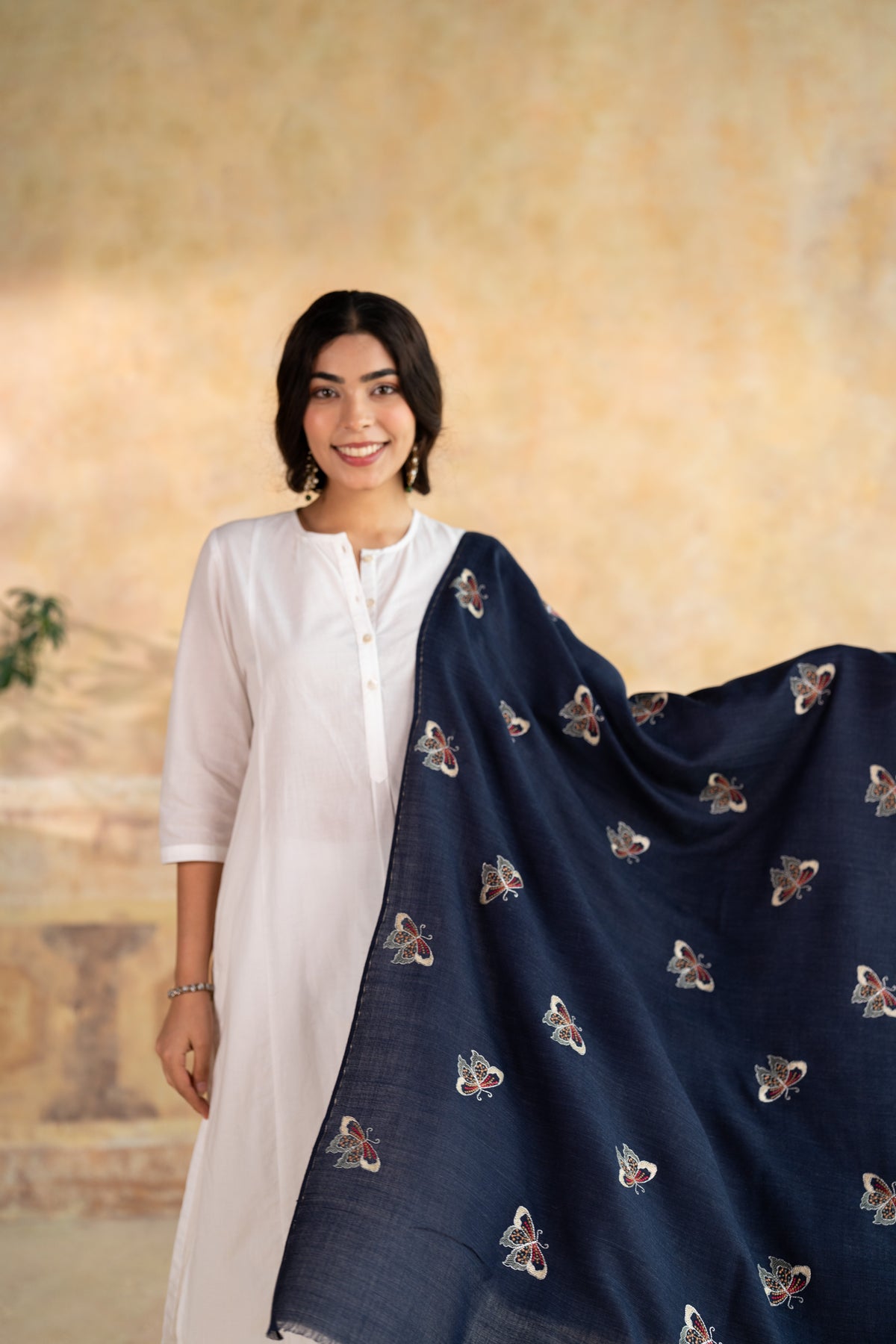Butterfly Embroidered Stole