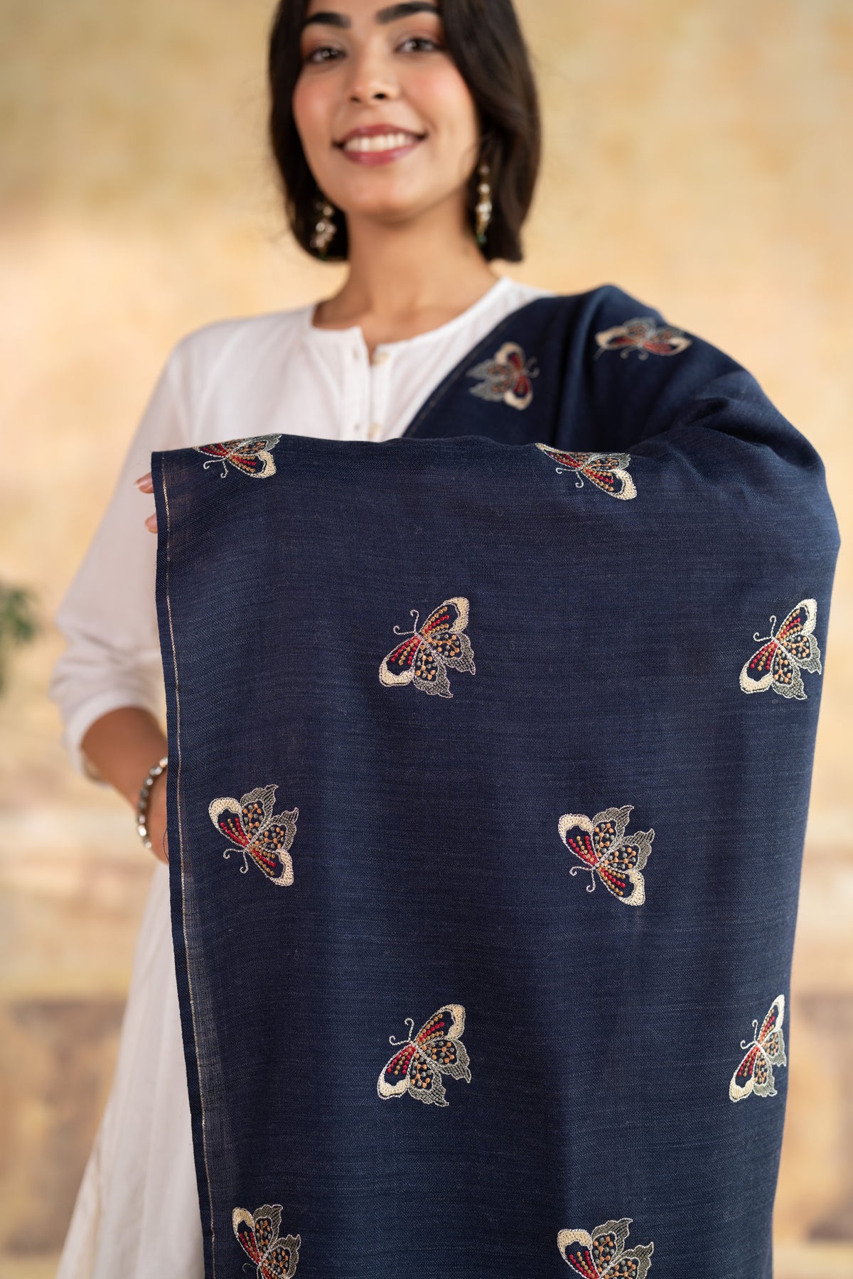 Butterfly Embroidered Stole