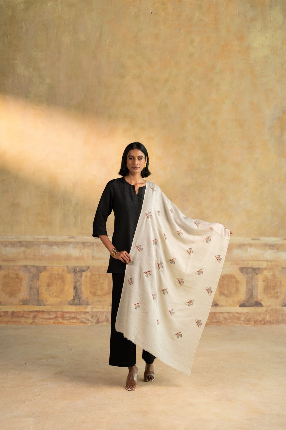 Butterfly Embroidered Stole