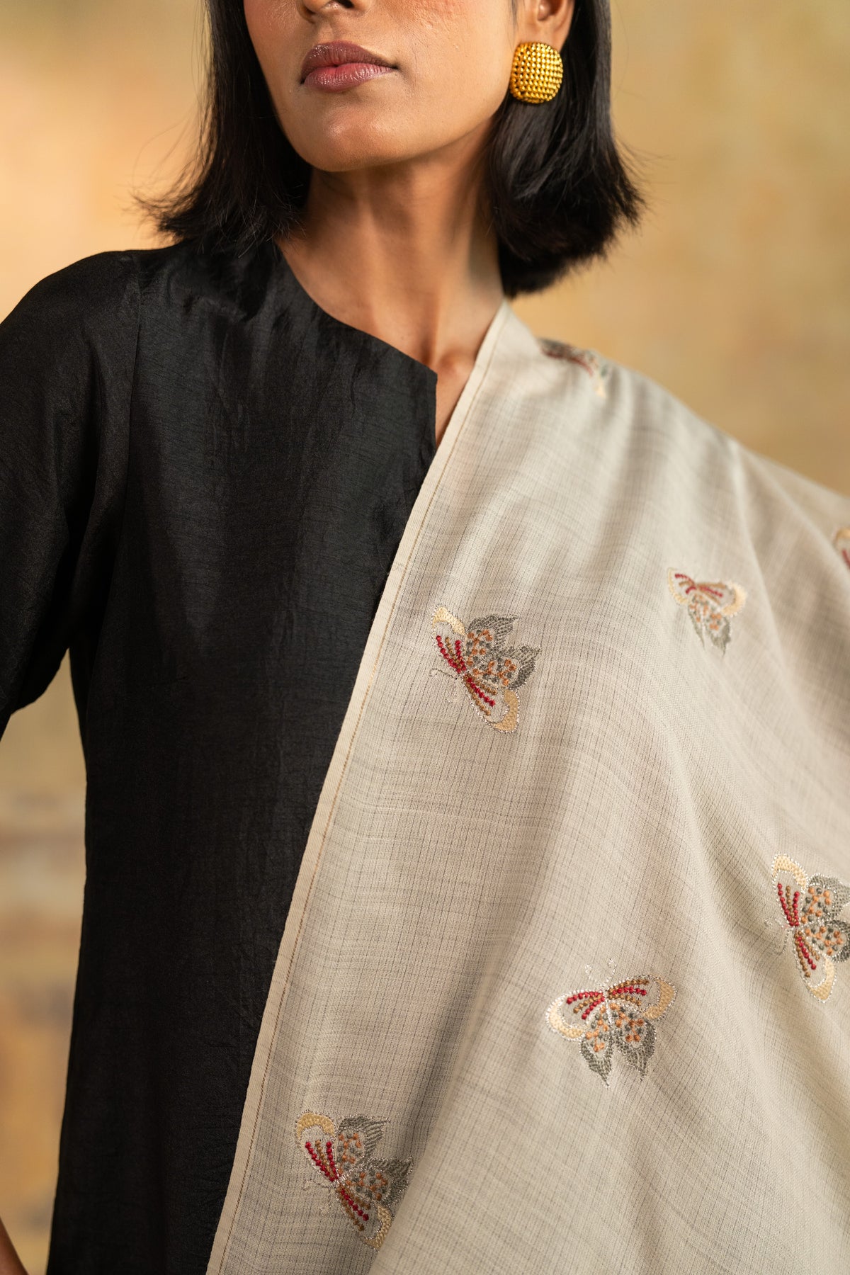 Butterfly Embroidered Stole