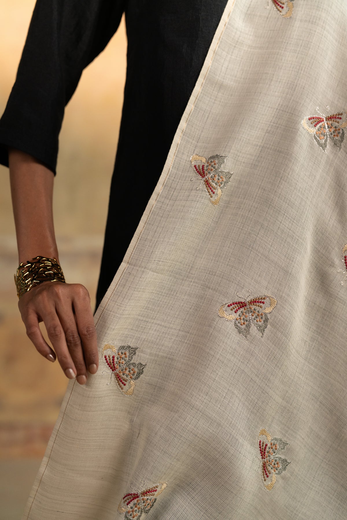 Butterfly Embroidered Stole