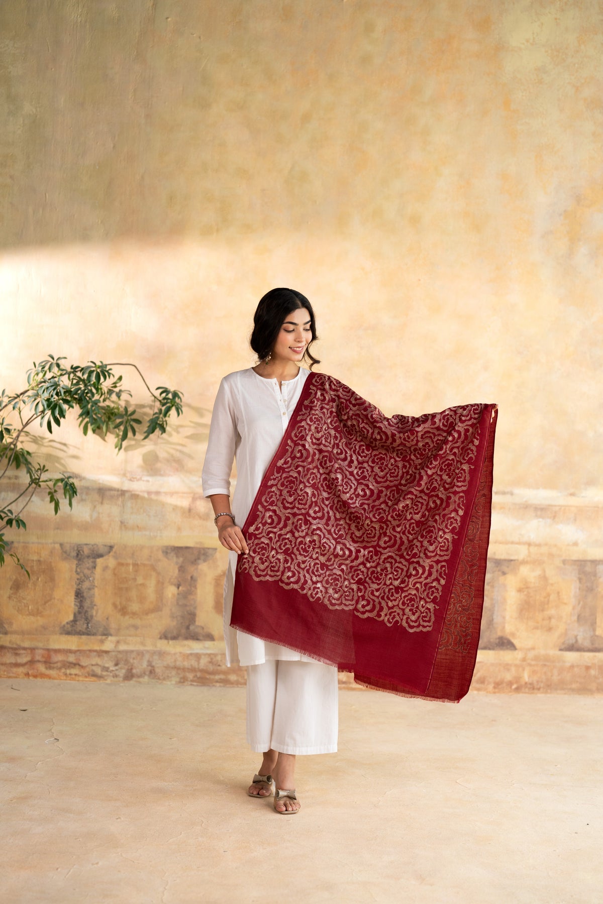 Zari Cloud Embroidered Stole