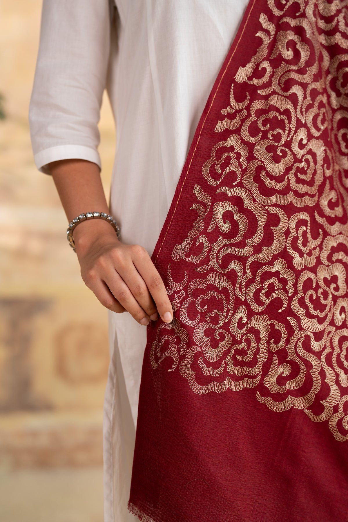 Zari Cloud Embroidered Stole