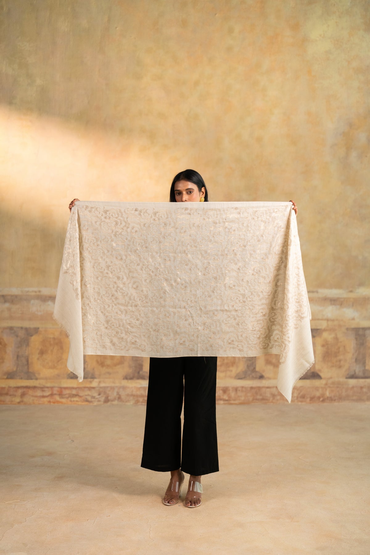Zari Cloud Embroidered Stole
