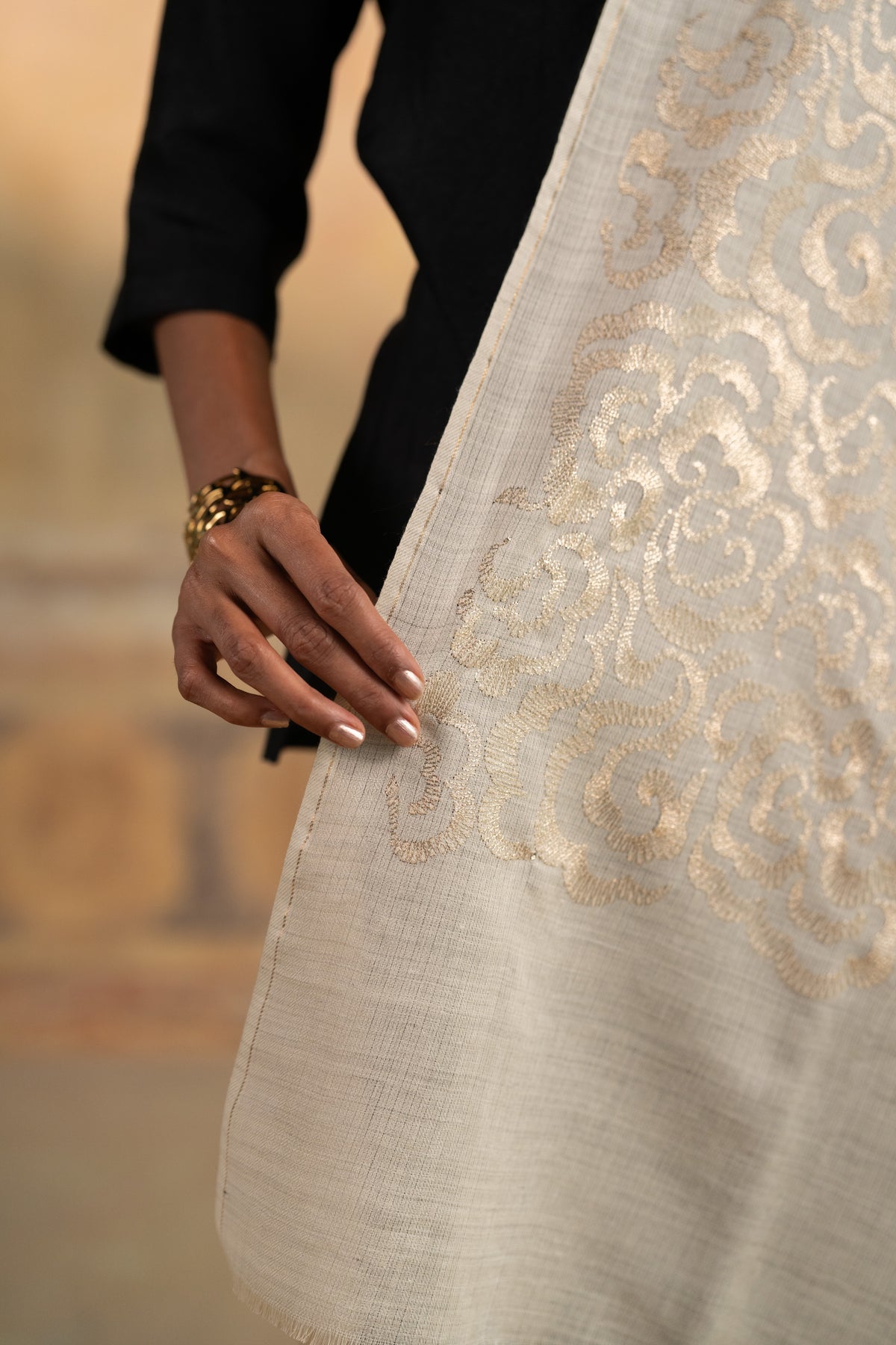 Zari Cloud Embroidered Stole