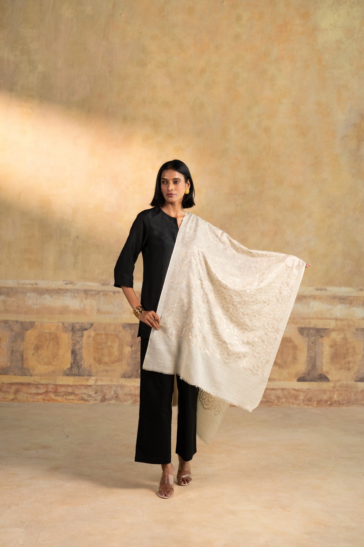 Zari Cloud Embroidered Stole