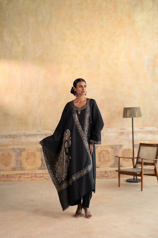 Zari Panel Embroidered Suit