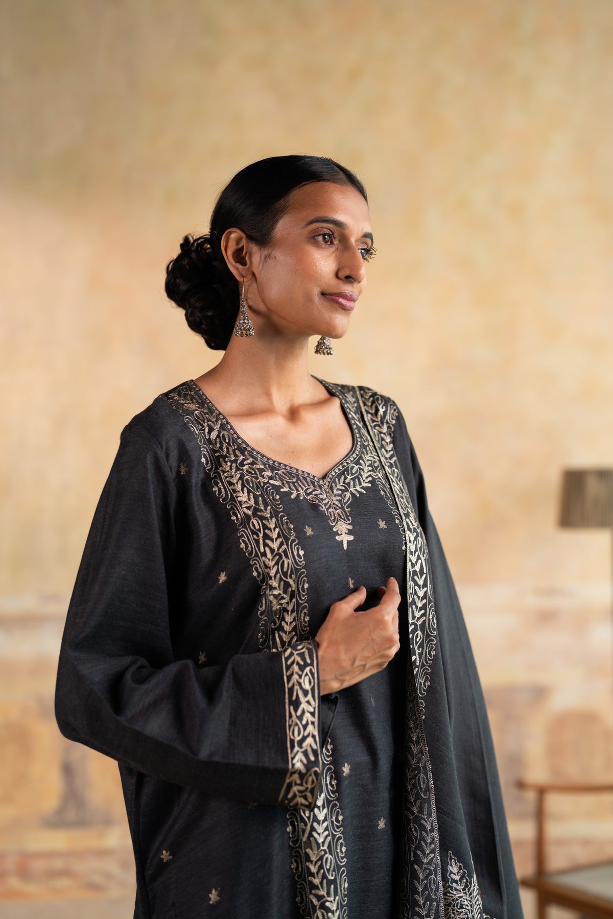 Zari Panel Embroidered Suit