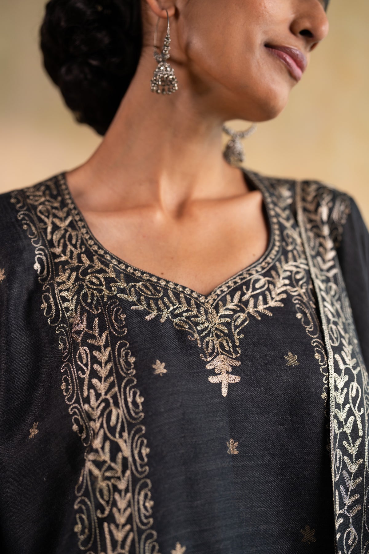 Zari Panel Embroidered Suit