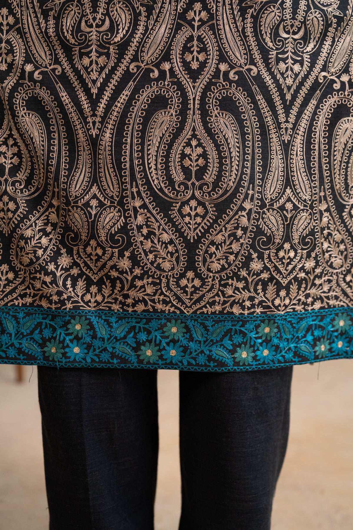 Contrast Dupatta Embroidered Suit