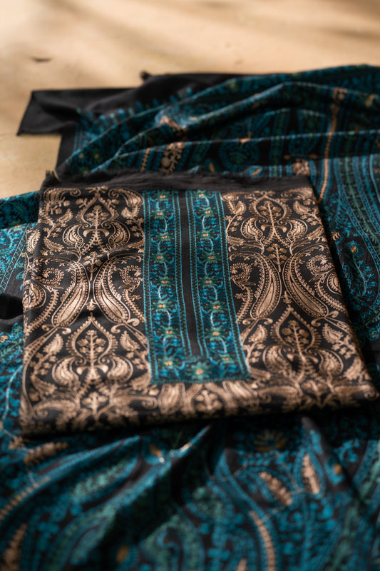 Contrast Dupatta Embroidered Suit