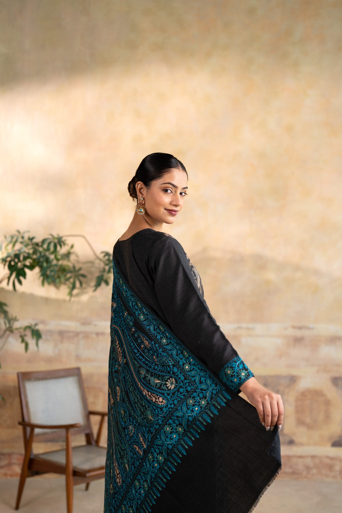 Contrast Dupatta Embroidered Suit
