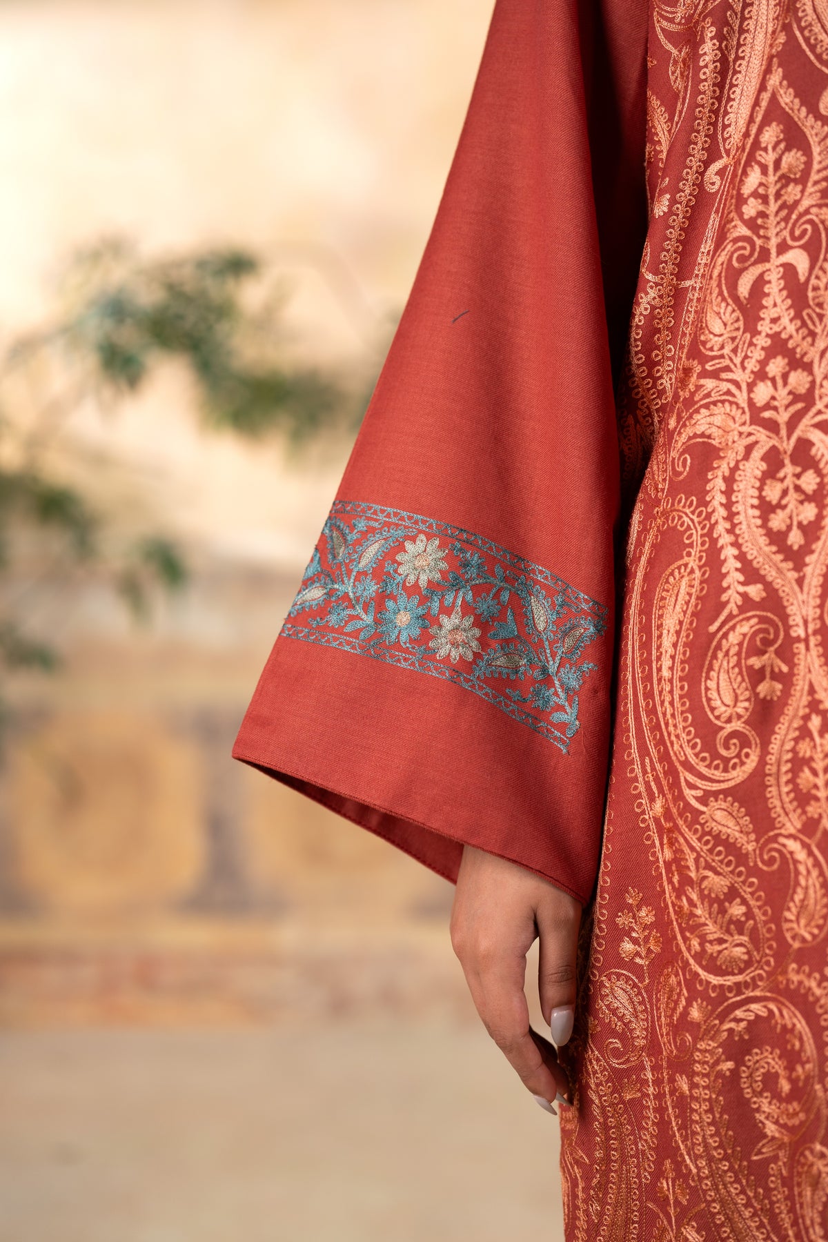Contrast Dupatta Embroidered Suit