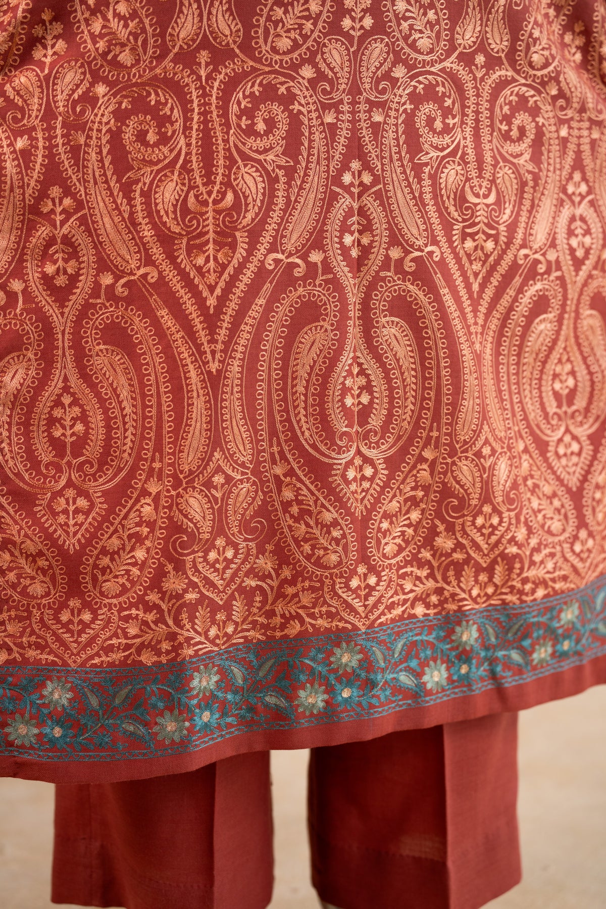 Contrast Dupatta Embroidered Suit