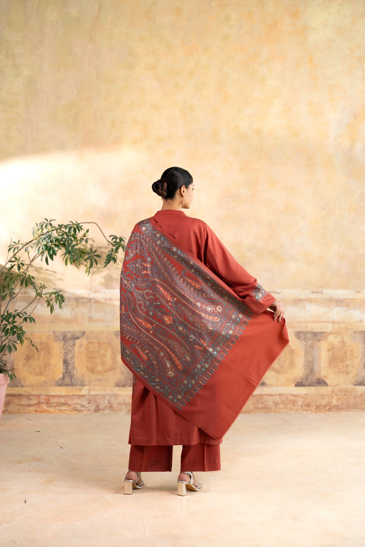 Contrast Dupatta Embroidered Suit