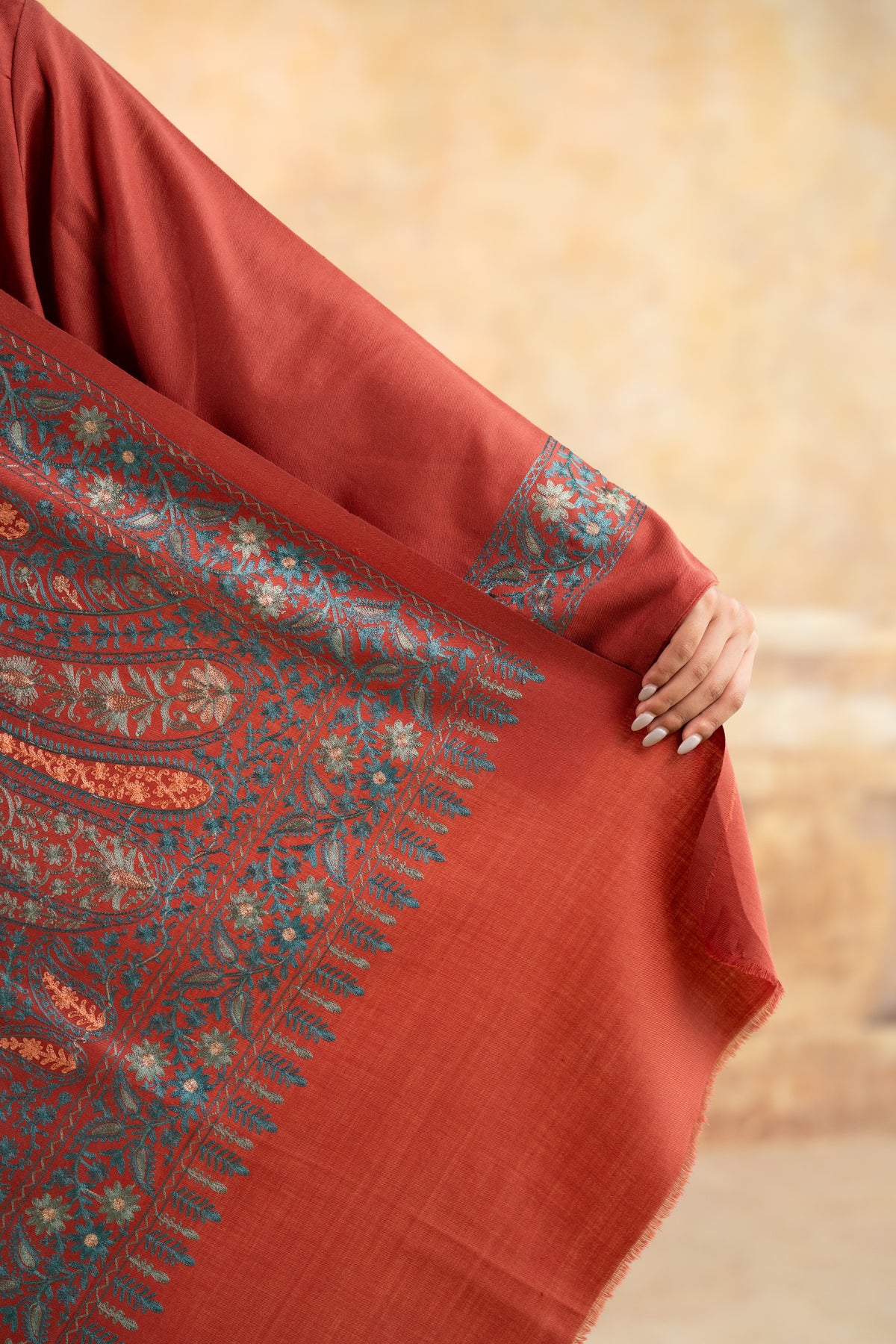Contrast Dupatta Embroidered Suit