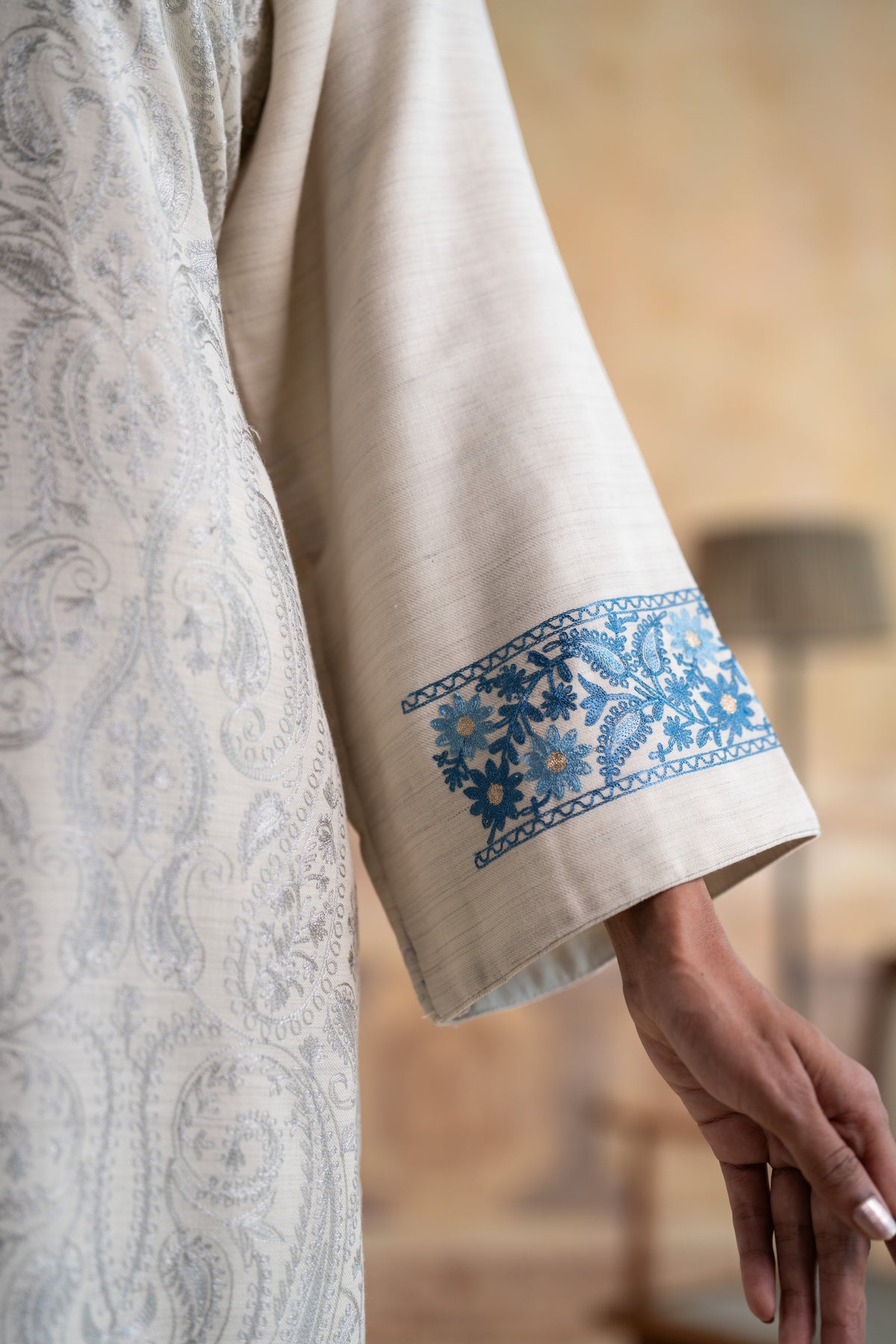 Contrast Dupatta Embroidered Suit