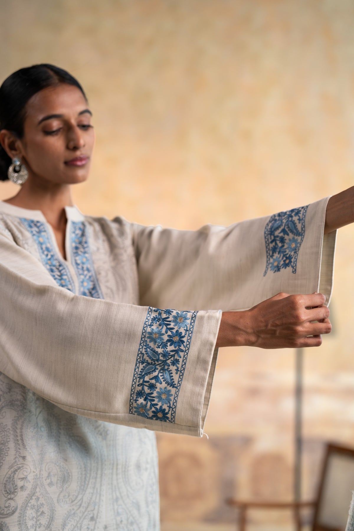 Contrast Dupatta Embroidered Suit
