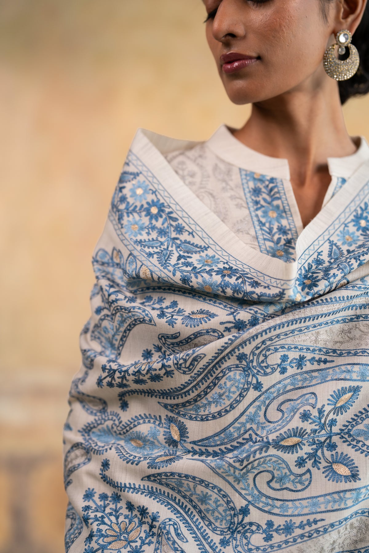 Contrast Dupatta Embroidered Suit