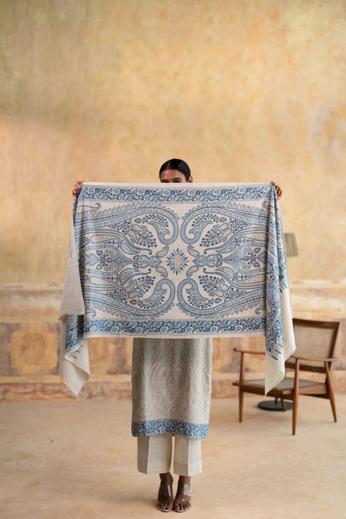 Contrast Dupatta Embroidered Suit