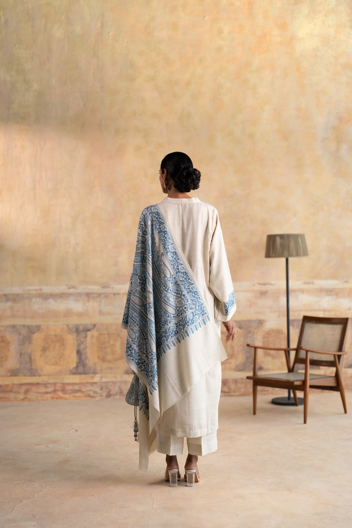 Contrast Dupatta Embroidered Suit