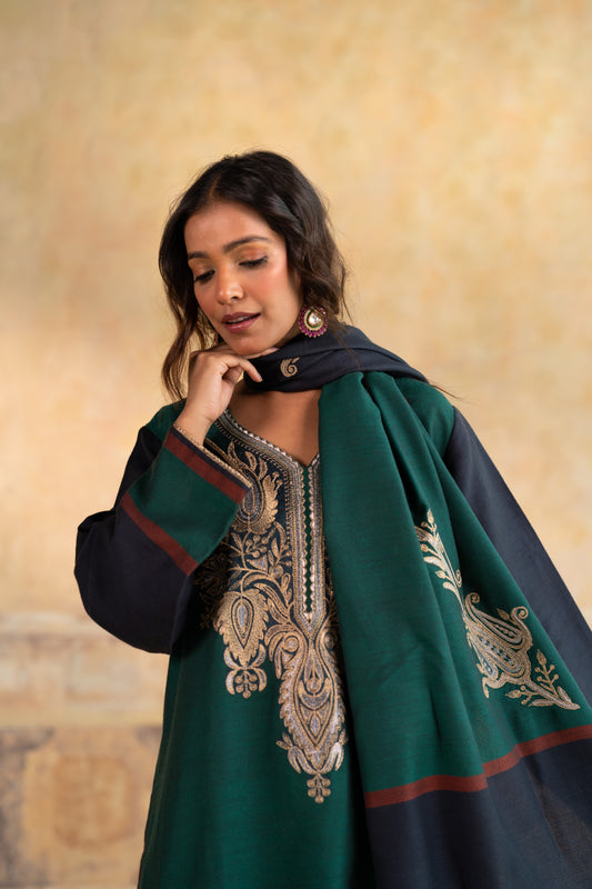 Bed Neck Embroidered Suit