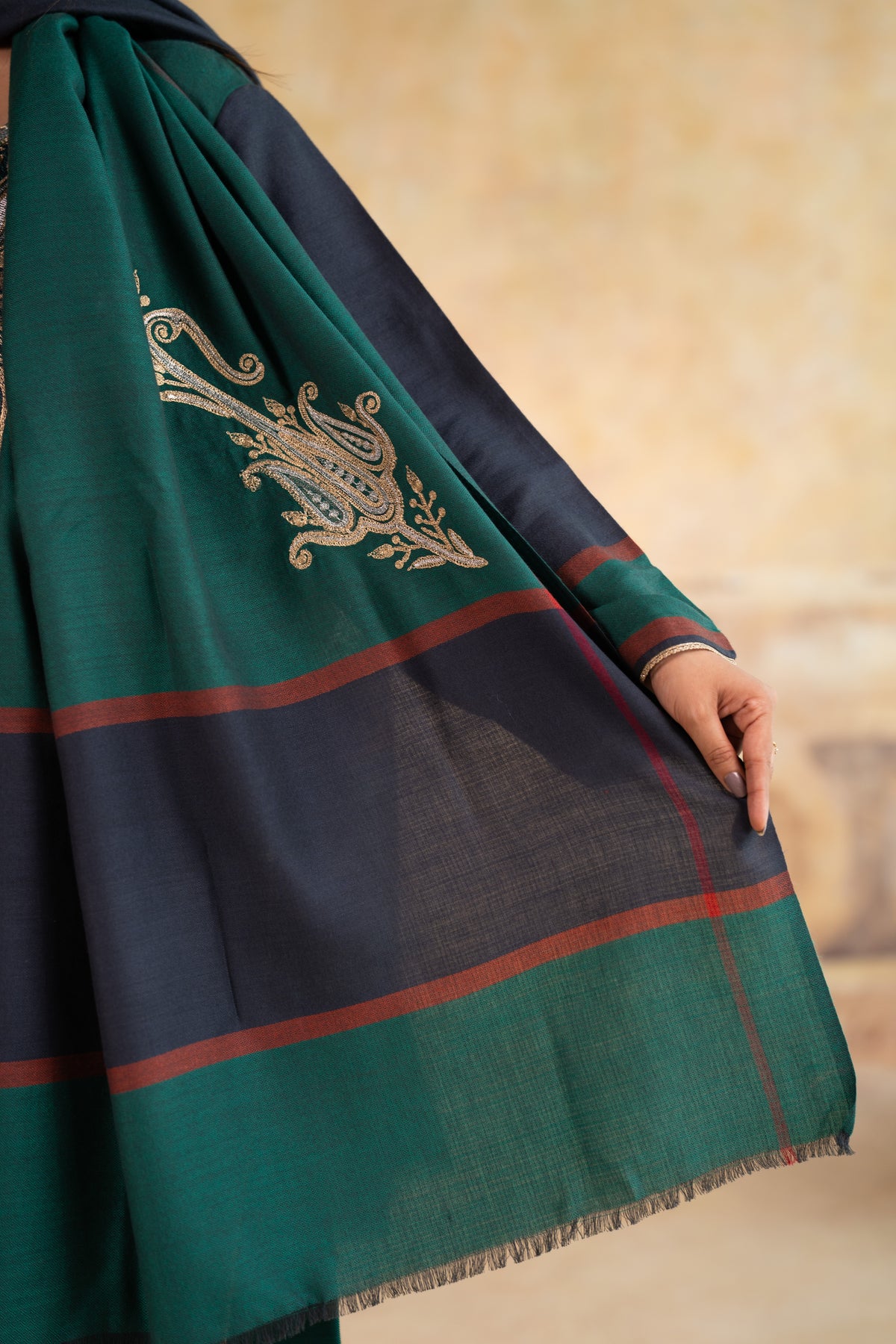 Bed Neck Embroidered Suit